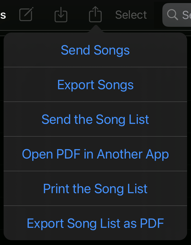 Old - share songs menu