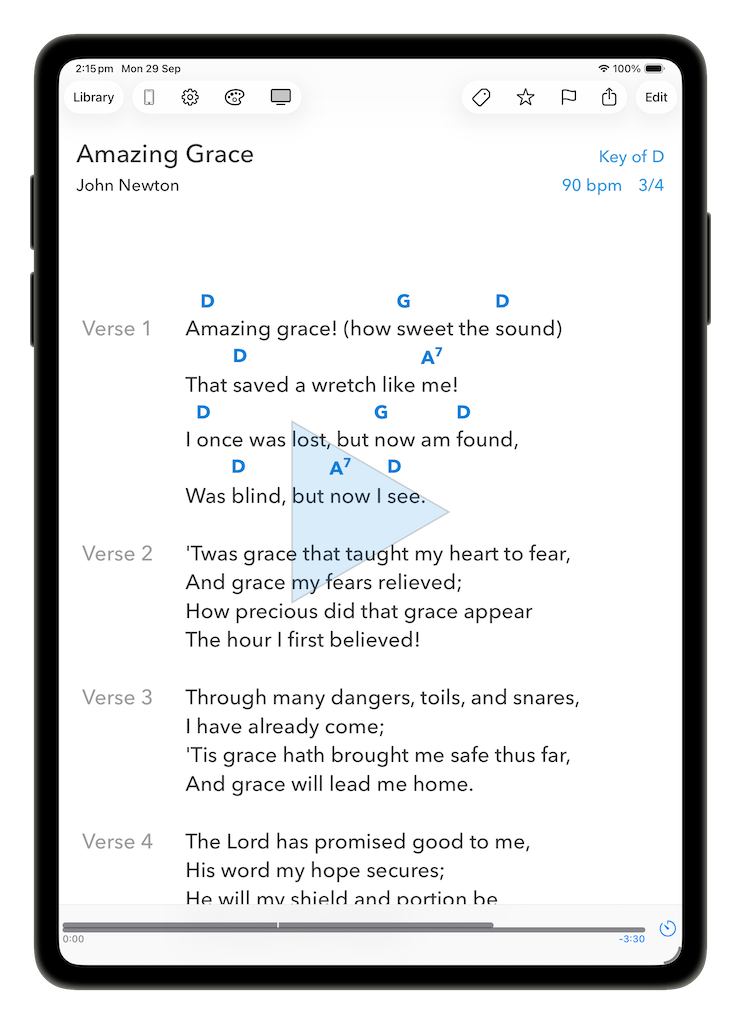 Use the entire song as a play/pause button