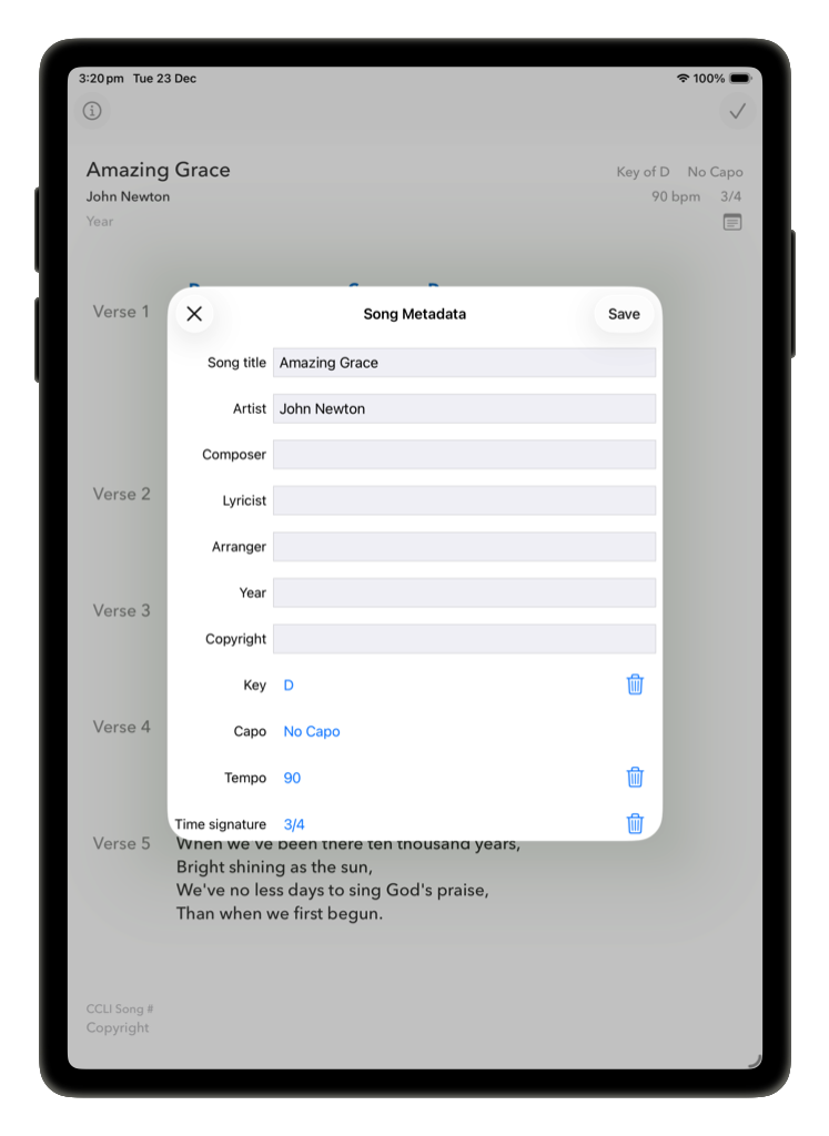 Edit song metadata fields